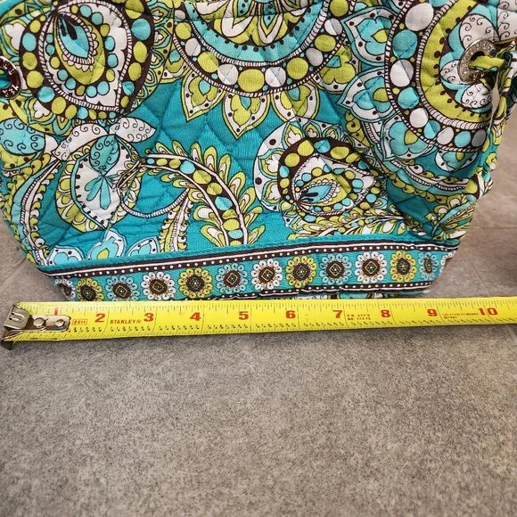 Vera Bradley Peacock Sherry Bag Quilted Blue Green Paisley Purse Handbag Retired - Picture 7 of 11